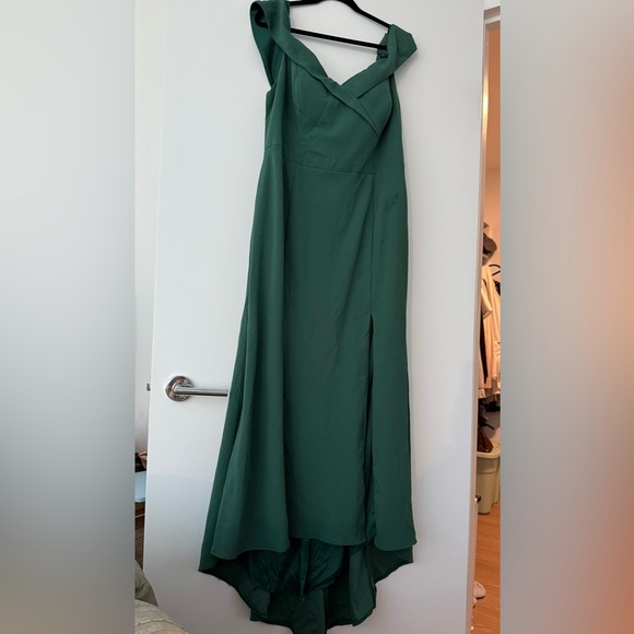 Dark Green Azazie Alice Off-the Shoulder Dress - Picture 6 of 6